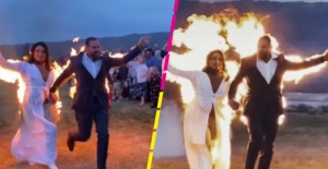 Pareja se vuelve viral por prenderse fuego en plena boda